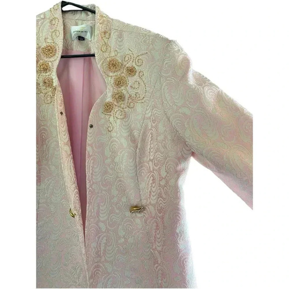 Terramina womens Pink Embroidered Long Sleeve Coat Size 12 - Picture 3 of 5